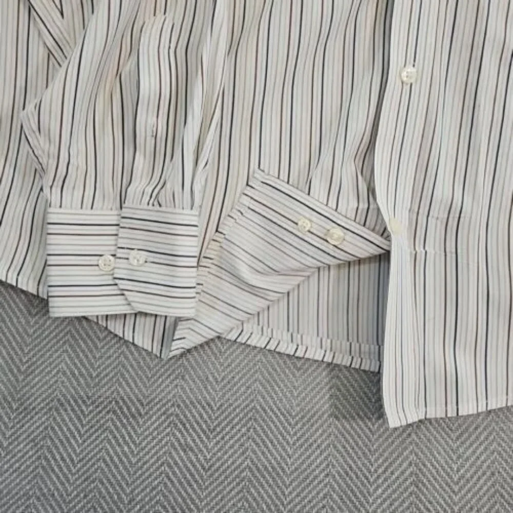 Banana Republic Button Up Shirt Men's Large Striped‎ Cotton Long Sleeve Workwear